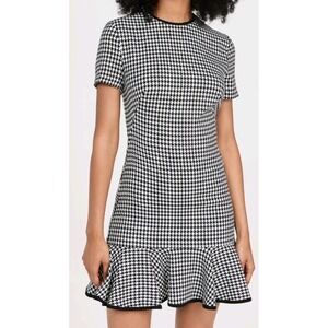 Black Halo Melanie Mini Dress Size 10 Black and White Houndstooth NWT USA